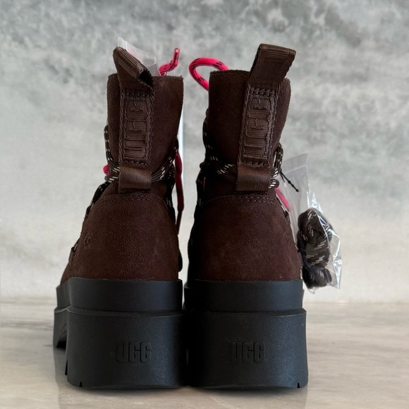 UGG Brisbane Lace Up Waterproof Suede Boots with Pink & Brown Laces • 10 • NWT - Picture 11 of 15